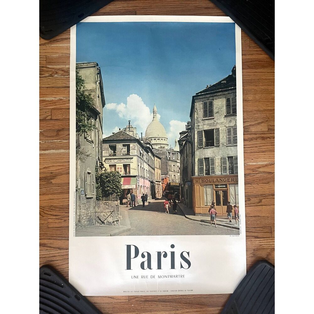Paris Original vintage travel poster Rue de Montmartre RARE- 1950s Rod Rieder
